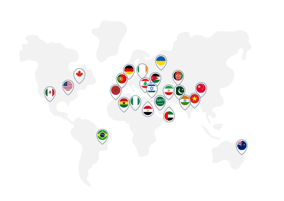World Map with Client Locations